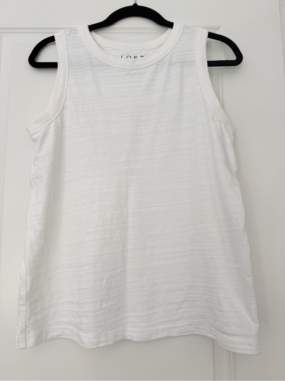 LOFT White Ribbed Crewneck Tank